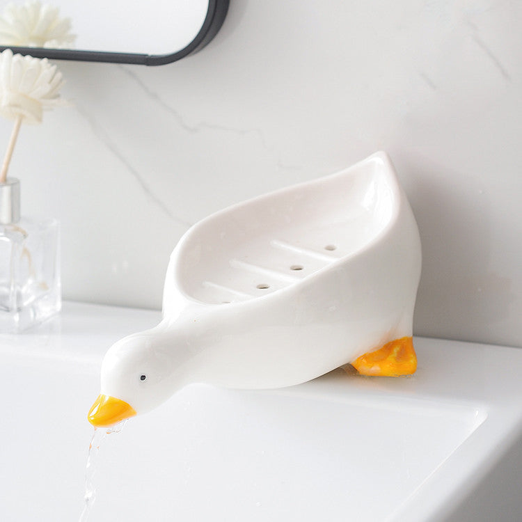 Cartoon Creative Cute Duck-shaped Ceramic Soap Box Pi-Mart