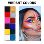 Fit Colors 12 Colors Face Paint Water Soluble Human Body Paints Halloween Masquerade Makeup Palette Brush Pi-Mart