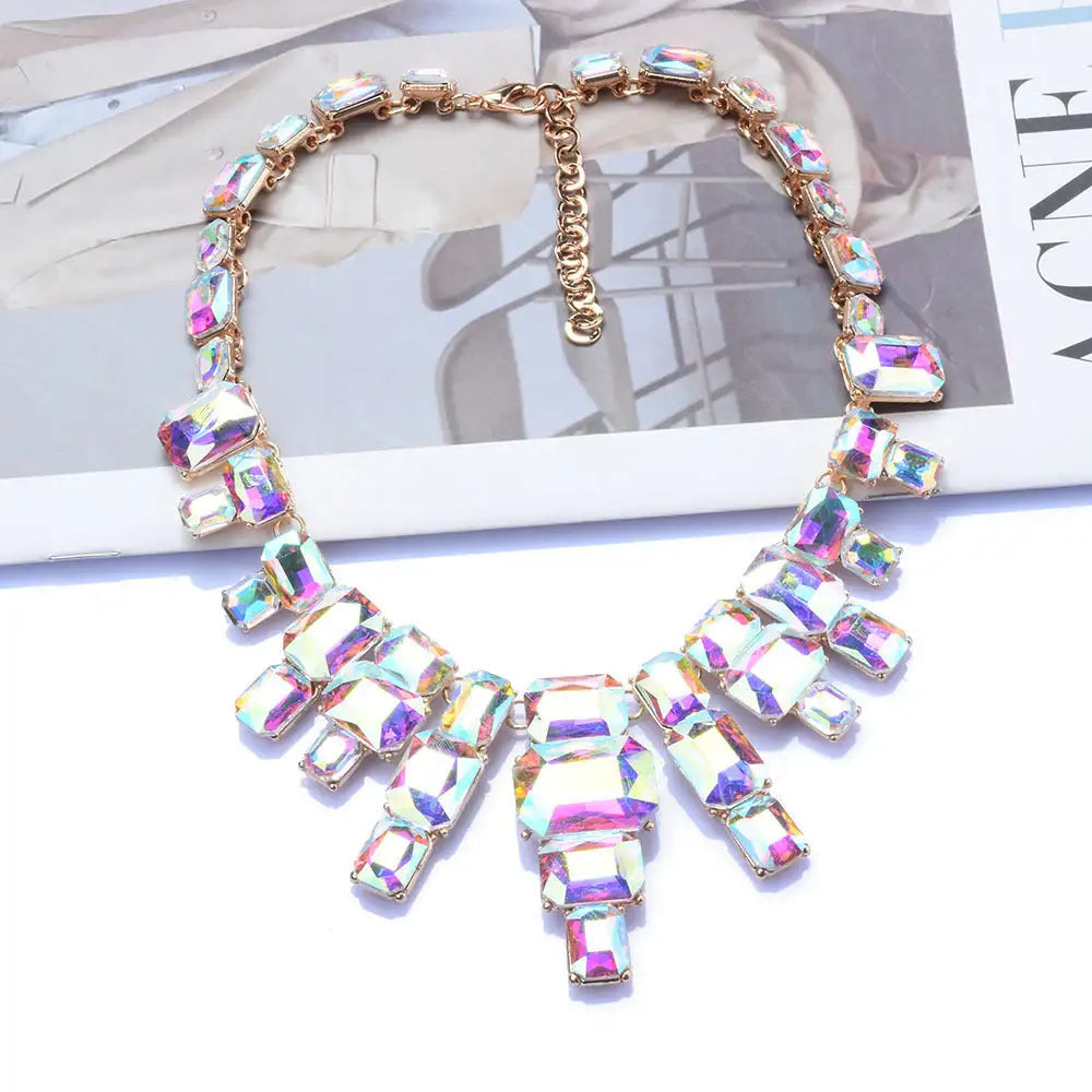 Luxurious Exaggerating Geometric Big Gem Necklace Lootquake LLC