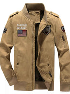 Men's Plus Size Zip  Up Embroidered Bomber Jacket THRIXINE