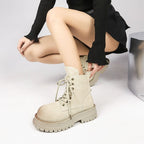 Distressed Thick Bottom Mid-calf Vintage Martin Boots Pi-Mart
