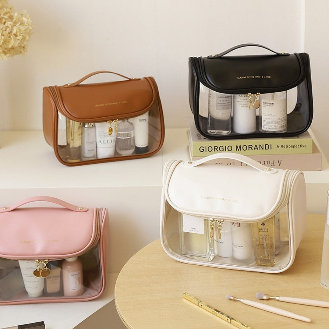Visible portable cosmetic bag, large capacity portable cosmetic storage bag, multi-functional waterproof toilet bag, travel makeup bag, transparent makeup purse, - SJB-DIAMOND ELITES