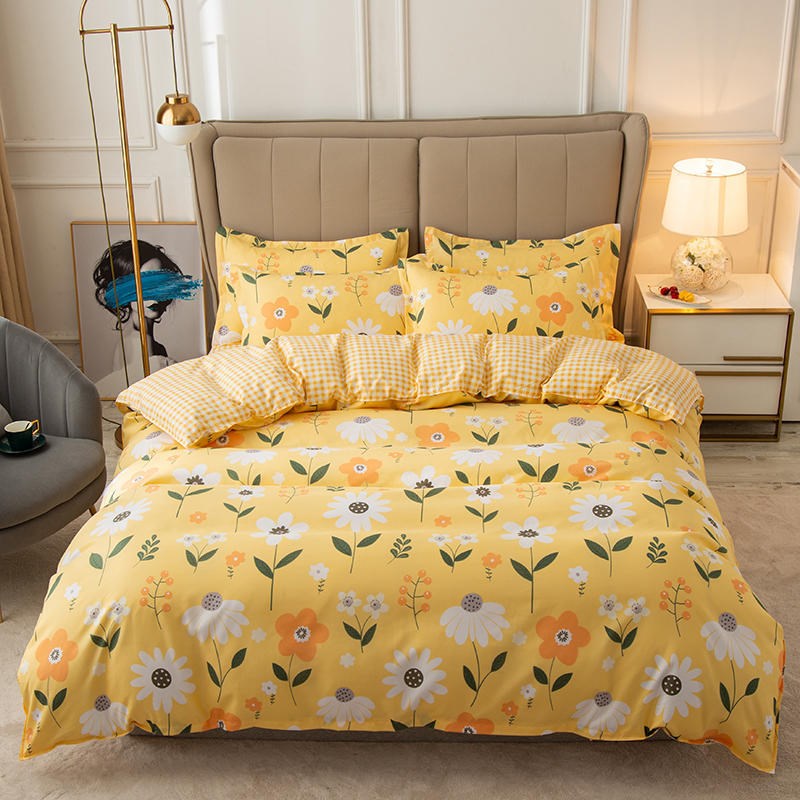 Cover Set Bed Cotton Quilt Bedsheet Bedding Duvet Fitted Pi-Mart