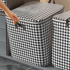 2pcs/5pcs Extra Large Capacity Stylish Houndstooth Storage Boxes - Durable, Space-Saving Closet Organizers with Handles for Easy Clothes, Blanket Storage and Organization at Home and Office Lootquake LLC