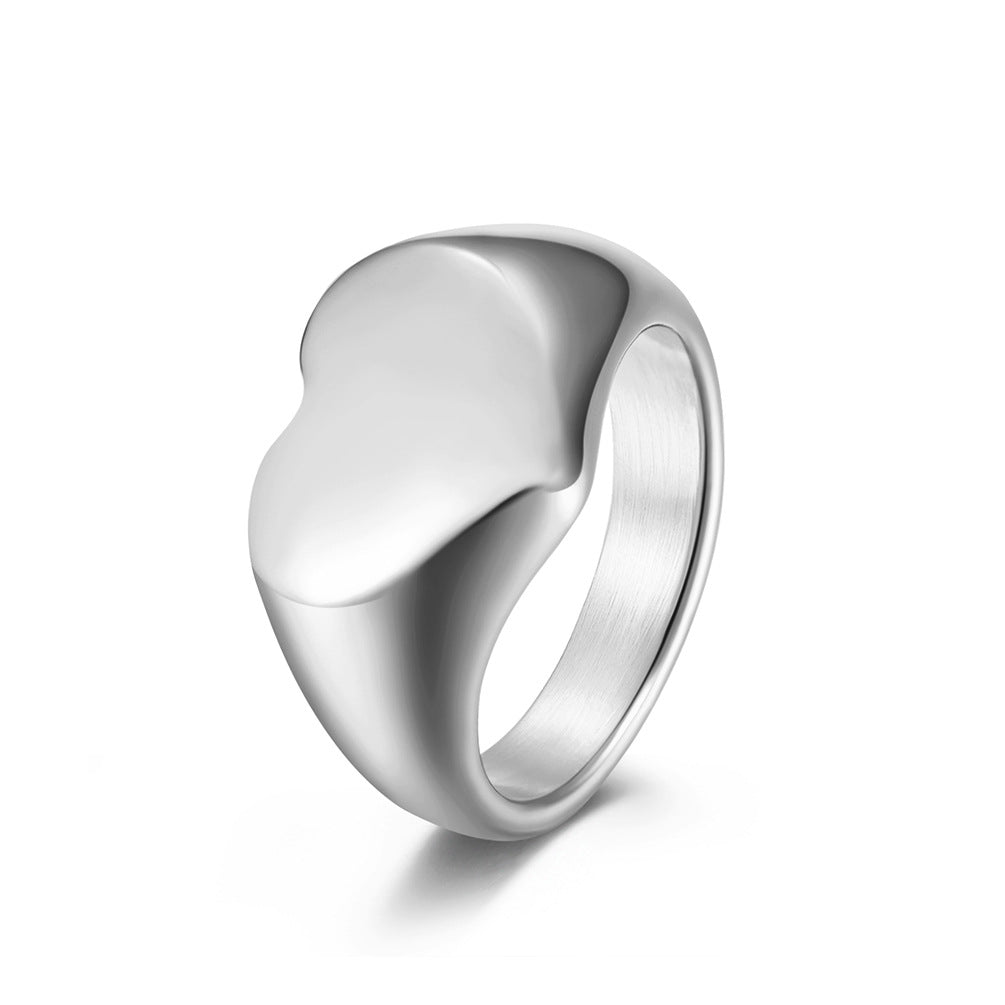 Unisex Style Titanium Steel Heart Shaped Love Ring Pi-Mart