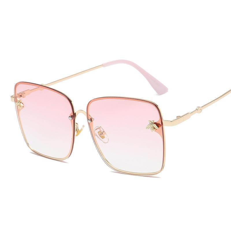 Luxury Square  Modern  WIth  Metal Luxury Bee Sunglasses For  Women and Ladies With  Retro Brand designer Metal Frame Oversized Style And Grandient Glasses - SJB-DIAMOND ELITES