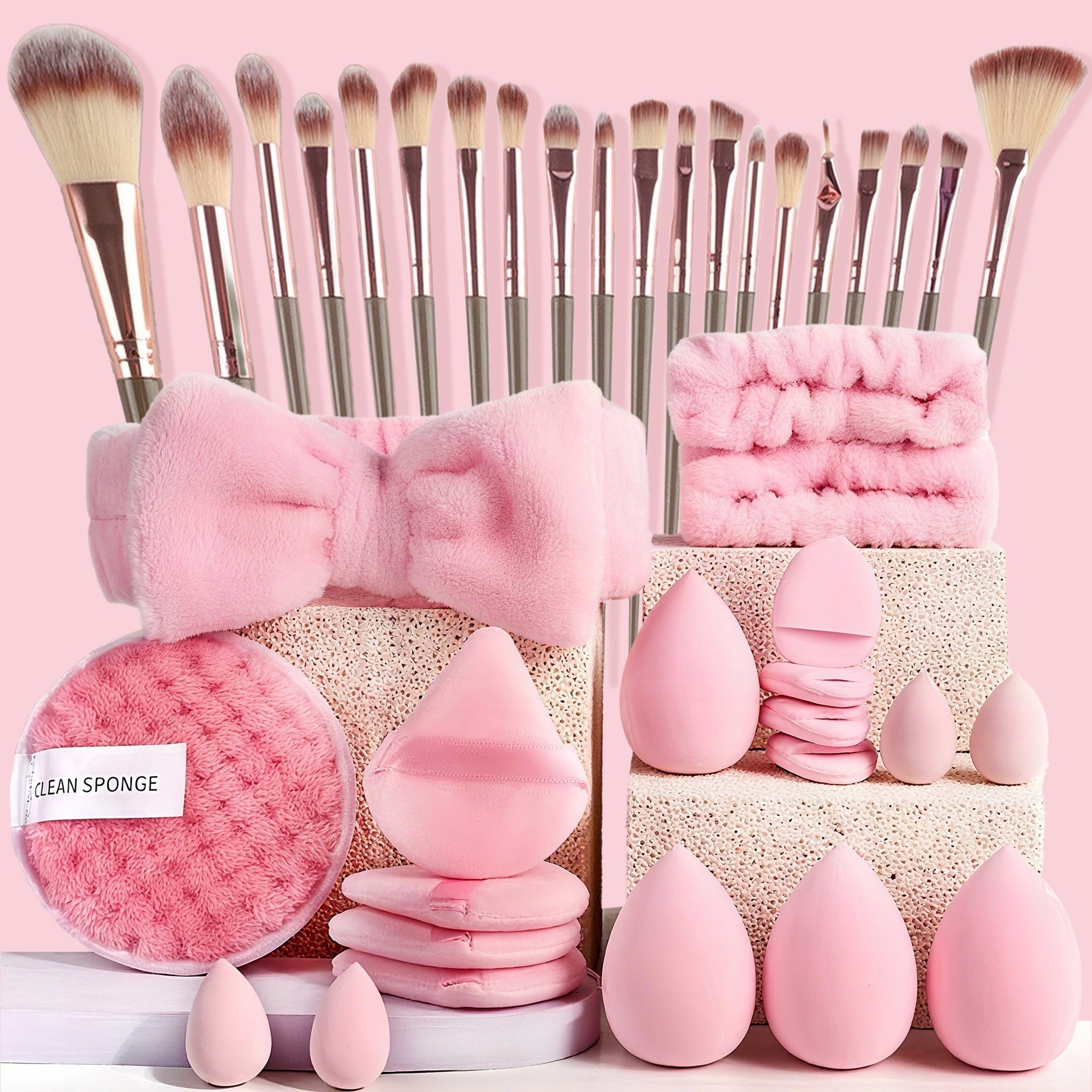40-Piece Makeup Tool Set With Beauty Blender Soft Sponge Puffs Pi-Mart