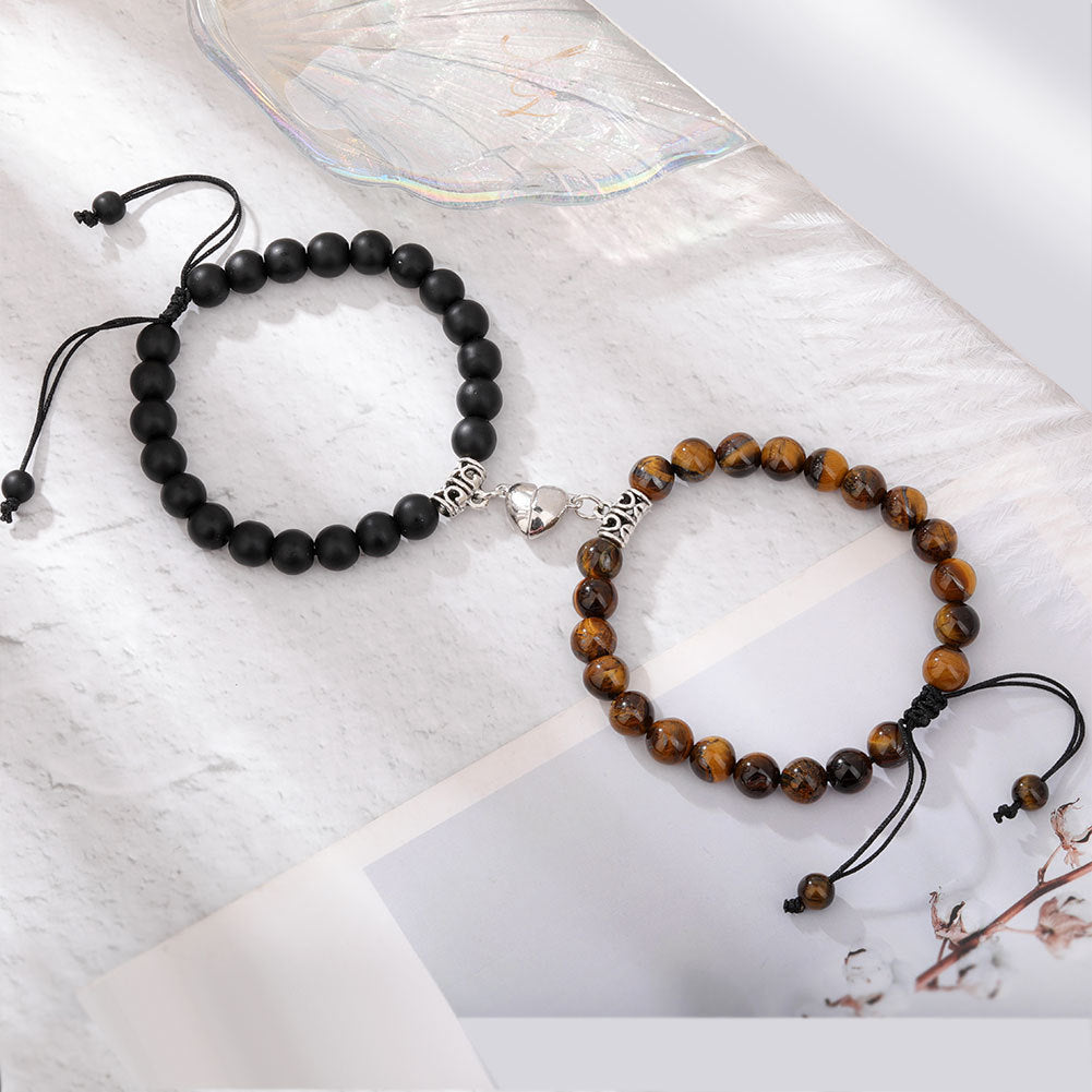 Natural Stone Beads Couple Magnetic Bracelets Pi-Mart