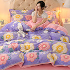 Coral Velvet Sheet Duvet Cover Double Sided Plus Velvet Thick Bedding Set Pi-Mart