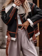 Shearling Lined Zip Up Jacket THRIXINE