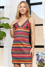 Contrast Striped V-Neck Mini Dress – Bold & Trendy Striped Dress with Flattering V-Neckline and Playful Mini Length for Casual Summer Style