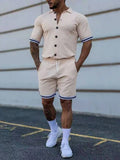 Stripes & Fit: Men's Plus Size Button-Up Set THRIXINE