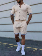 Stripes & Fit: Men's Plus Size Button-Up Set THRIXINE