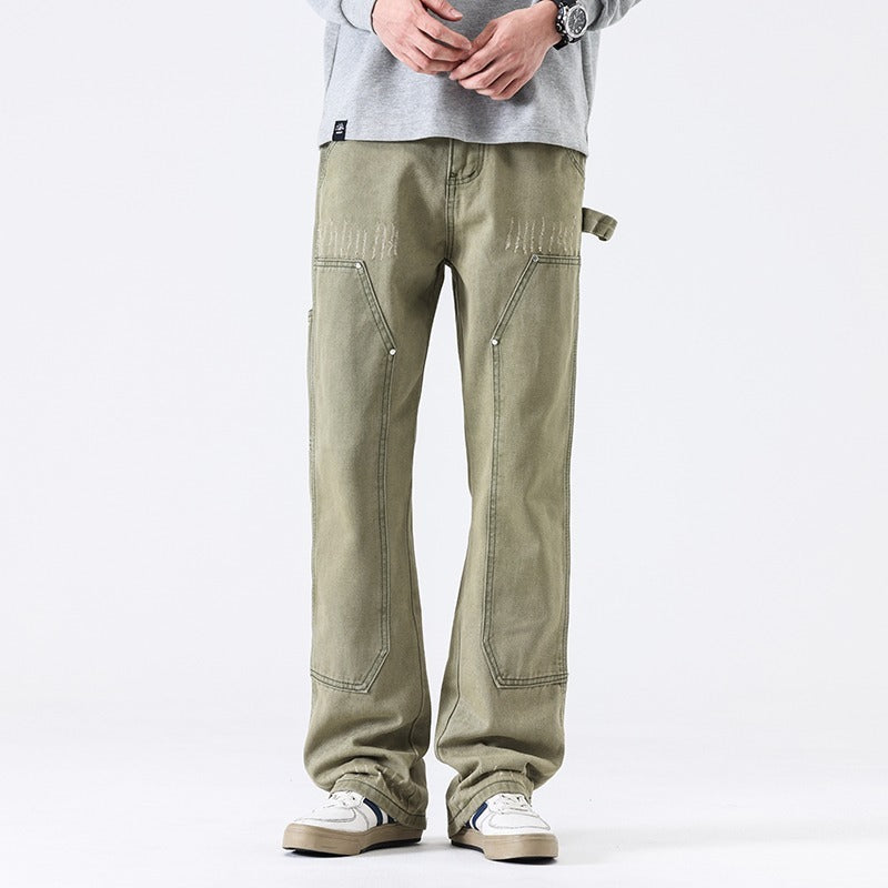 American High Street Vibe Wind Washed Distressed Army Green Jeans Lootquake LLC