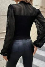 Mock Neck Long Sleeve Blouse - Stylish & Trendy Blouse - SJB-DIAMOND ELITES