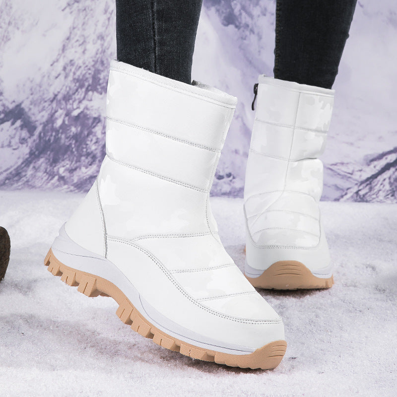 Winter Snow Boots For Women Outdoor Thickened High-top Plus Velvet Shoes Fashion Platform Ankle Boots Keep Warm Plush Shoes Pi-Mart