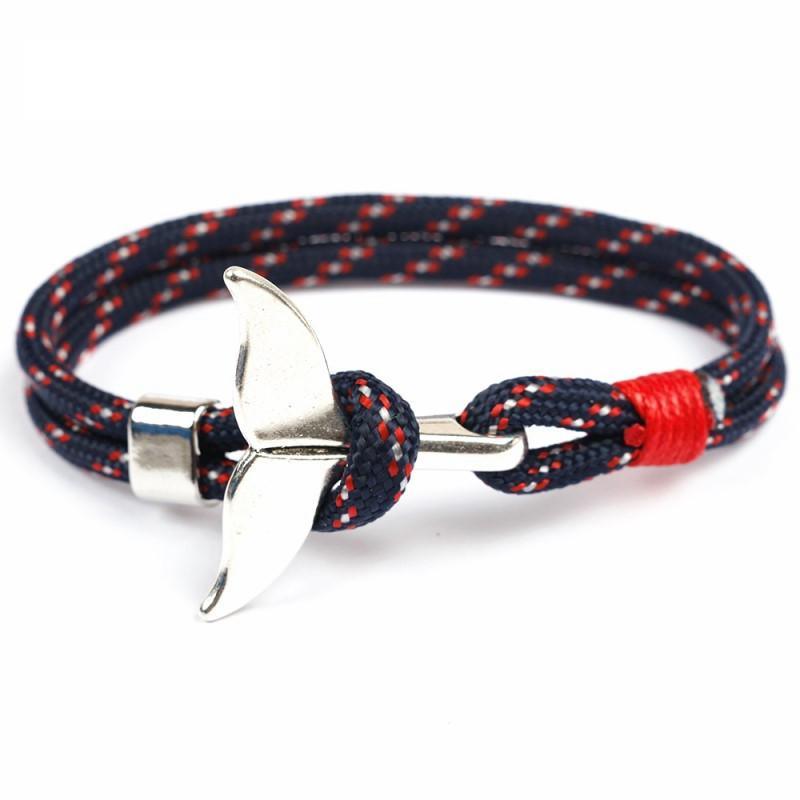 Fashion Whale Tail  Bracelets For Men And Women Charm  Survival Rope Chain  Bracelet Male Wrap Metal Hooks - SJB-DIAMOND ELITES