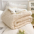 [Versatile Use] Luxurious Double-Layer Jacquard Taffeta Fleece Blanket, Thick Plush White Bed Throw for Single or Double Use - Soft, Cozy, All-Season Comfort, Ideal for Bedroom Elegance, Blanket for Bed Lootquake LLC