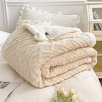 [Versatile Use] Luxurious Double-Layer Jacquard Taffeta Fleece Blanket, Thick Plush White Bed Throw for Single or Double Use - Soft, Cozy, All-Season Comfort, Ideal for Bedroom Elegance, Blanket for Bed Lootquake LLC