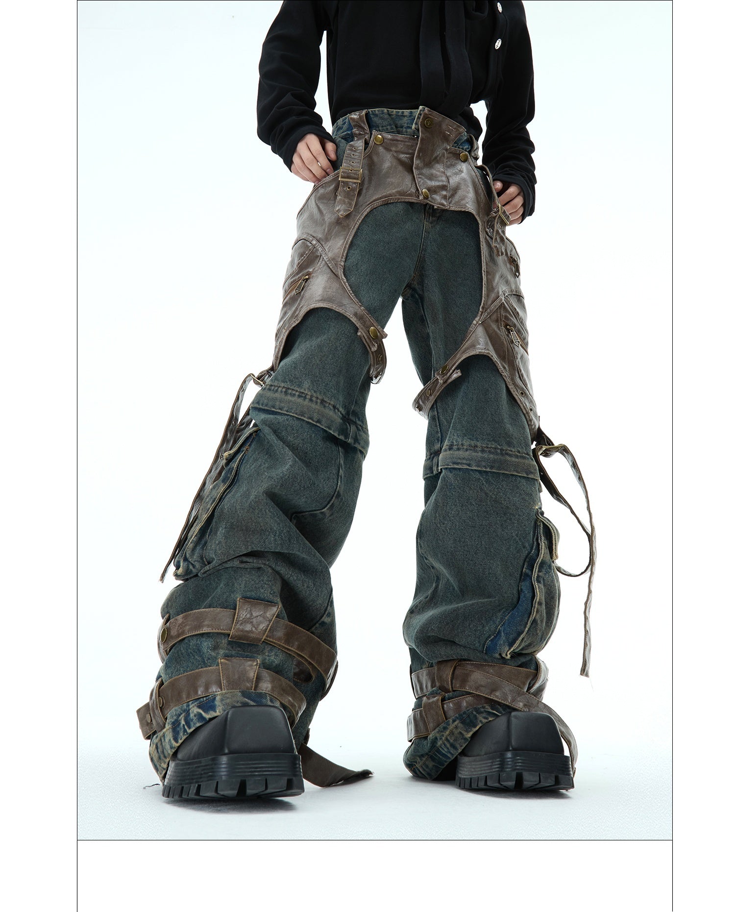 Retro Deconstructed Jeans Men's Detachable Stitching Lootquake LLC