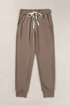 Gray Drawstring Waist Pocketed Joggers