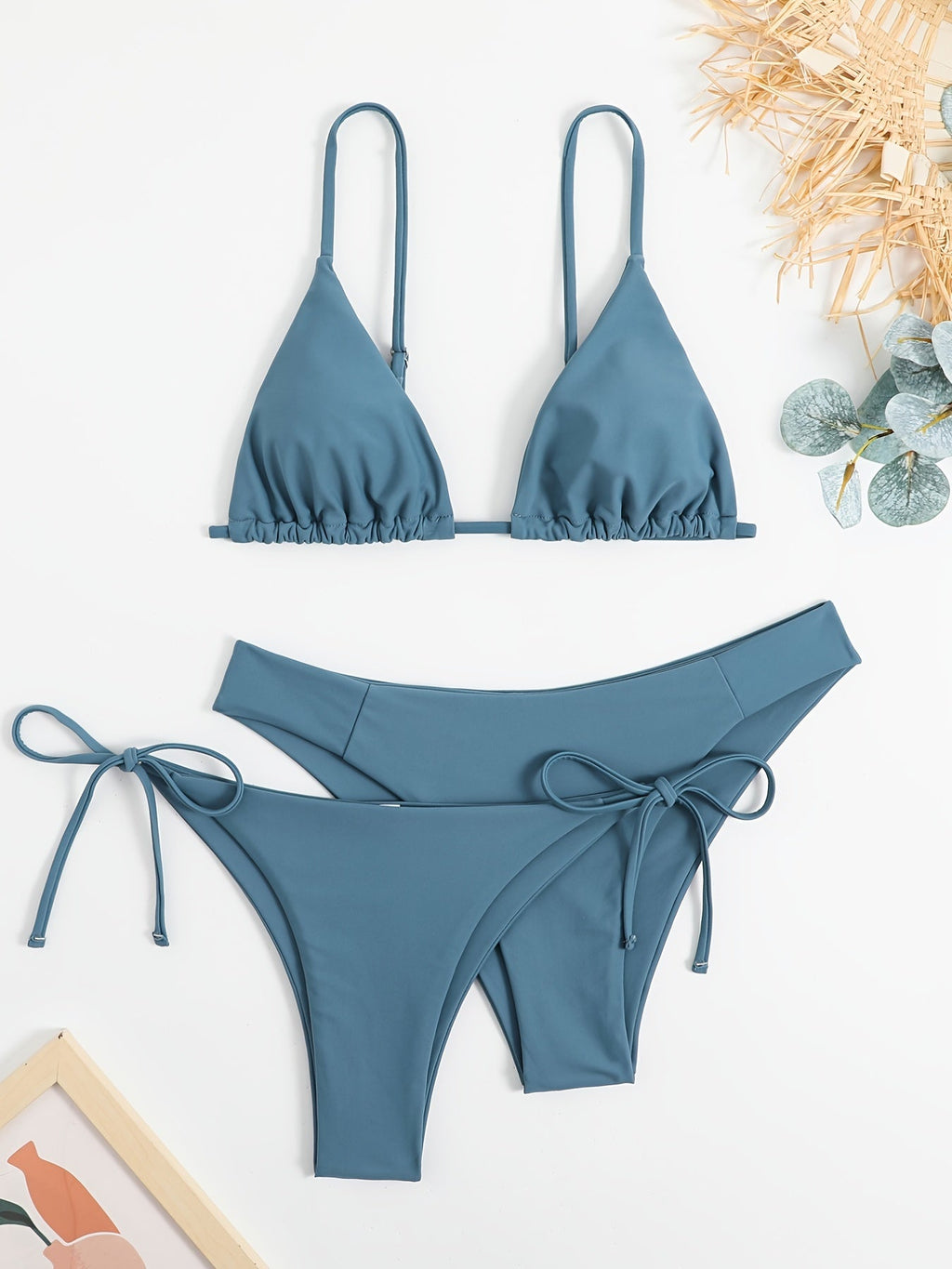 Essential Edge 3-Piece Bikini Set for Women – Solid Color High-Cut Triangle Top Two-Style Bottoms with Side Lace-Up Design & Quick-Drying Comfort – Versatile Women's Swimwear for Summer Pool Beach & Travel Stevvex