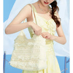 Summer woven bag casual vacation large capacity shoulder bag lace mesh underarm bag beach bag summer purse hobo - SJB-DIAMOND ELITES