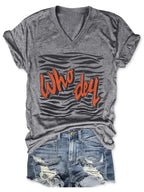 Women Who Dey Tiger V-Neck Shirt Pi-Mart