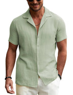 URRU Shirts for Men Casual Summer Button Up Shirts Green Beach Shirts Short Sleeve Cuban Hawaiian Shirts Big and Tall (Light Army Green XX-Large) Lootquake LLC