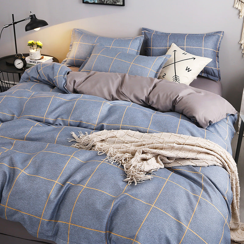 Washed Cotton Four-piece Duvet Cover Sheet Bedding Pi-Mart