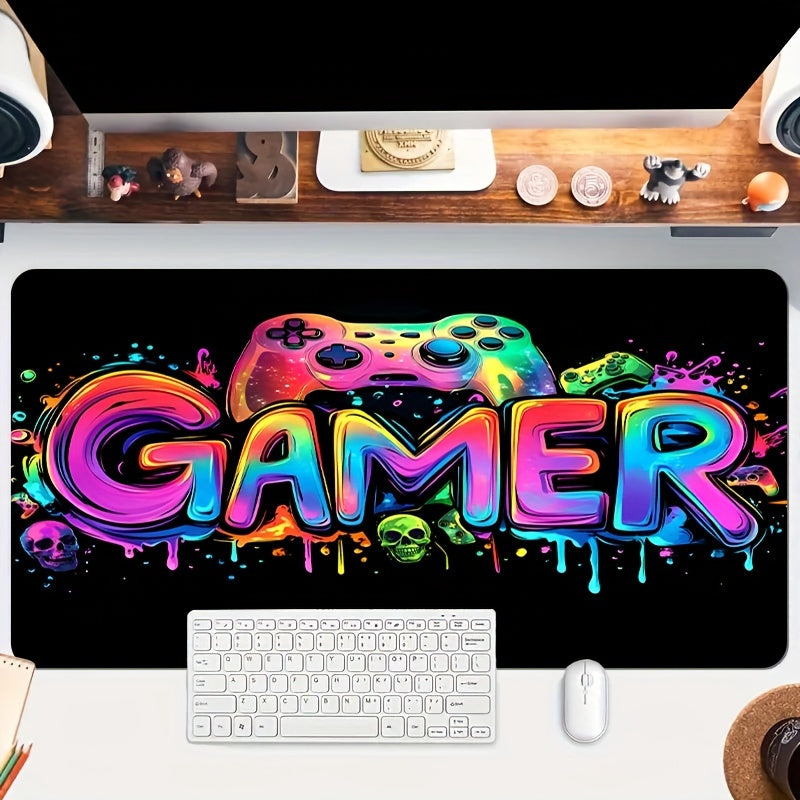Extra-Large Gaming Mouse Pad with UV Black Light Feature - Non-Slip, Washable Rubber Base, Game Console Design Desk Mat for Gamers and Office Use Lootquake LLC