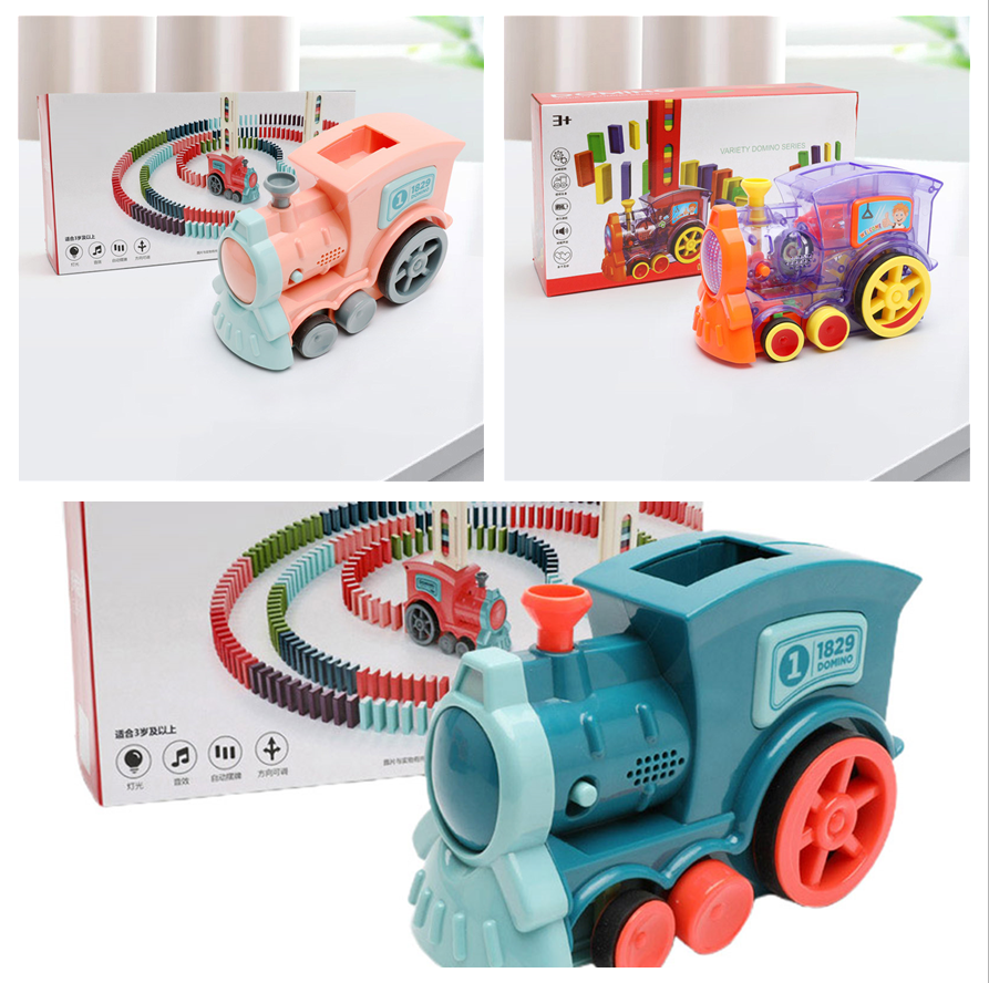 Domino Train Toys Baby Toys Car Puzzle Automatic Release Licensing Electric Building Blocks Train Toy Pi-Mart
