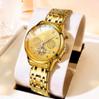 Women's Gold Stainless Steel Multifunction Quartz Watch