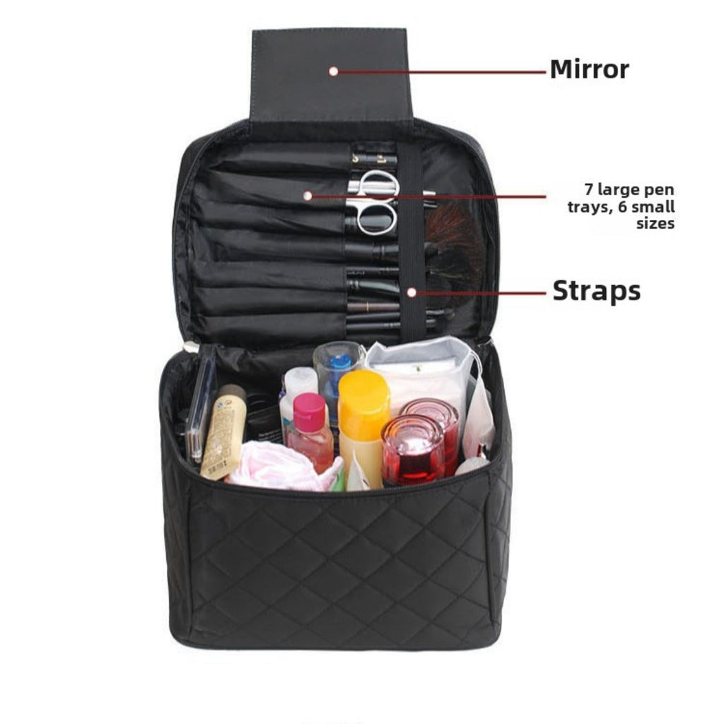 Folding mirror cosmetic bag, large capacity multi-functional toilet bag, travel waterproof storage bag, - SJB-DIAMOND ELITES