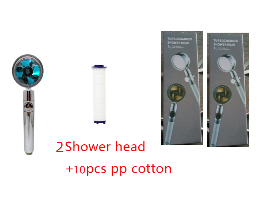 Shower Head Water Saving Flow 360 Degrees Rotating With Small Fan ABS Rain High Pressure Spray Nozzle Bathroom Accessories