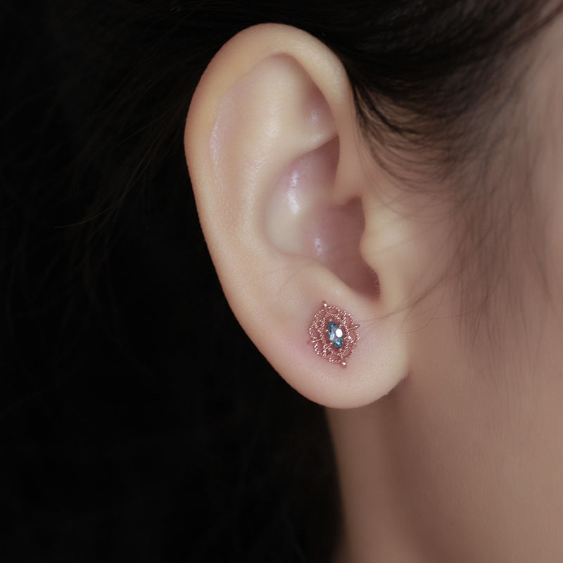 Women's Blue Topa Ear Nail Anti Allergy Pi-Mart