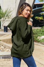 Women Full Size Teddy Hooded Jacket with Pockets Cozy Casual Jacket Comfortable Women Jacket Stevvex
