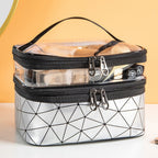 Transparent Cosmetic Bag, Double cosmetic bag, portable large capacity waterproof multi-functional portable makeup bag, travel skin care product storage bag, toilet bag for College Dorm Camp Gym - SJB-DIAMOND ELITES