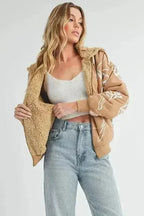 Floral Sherpa Hoodie - Zip-Up Fleece Jacket with Pockets
