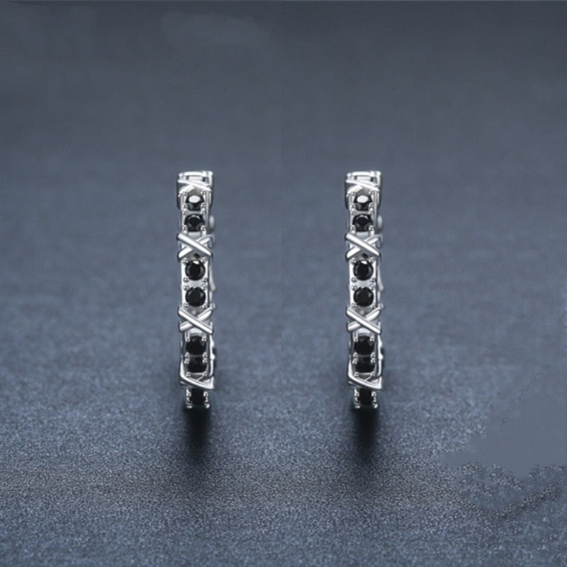 Fashion Simple Zircon Women's Copper Earrings Pi-Mart