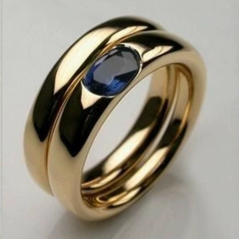 18K Gold Copper Inlaid Zircon Ring Personalized Creative High Sense Female Pi-Mart