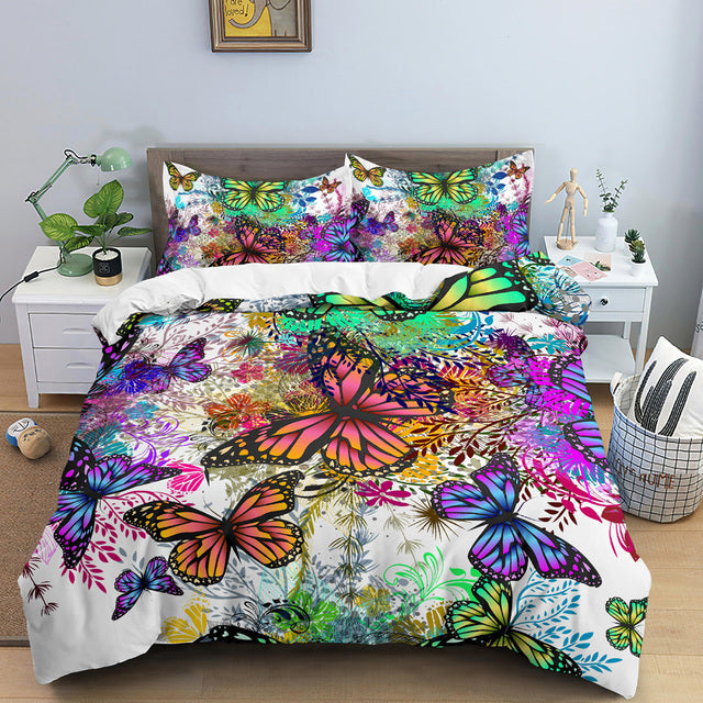 Children's Fashion Simple Printing Quilt Cover Pillowcase Set Pi-Mart