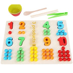 Children's Wooden Fine Action Digital Clip Beads Operation Board Digital Cognitive Color Matching Early Educational Toys Pi-Mart