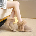 Snow Boots For Women Students Winter Warm Slip On Fluffy Platform Comfy Fleece Ankle Boots Non-slip Plush Cotton Shoes Pi-Mart