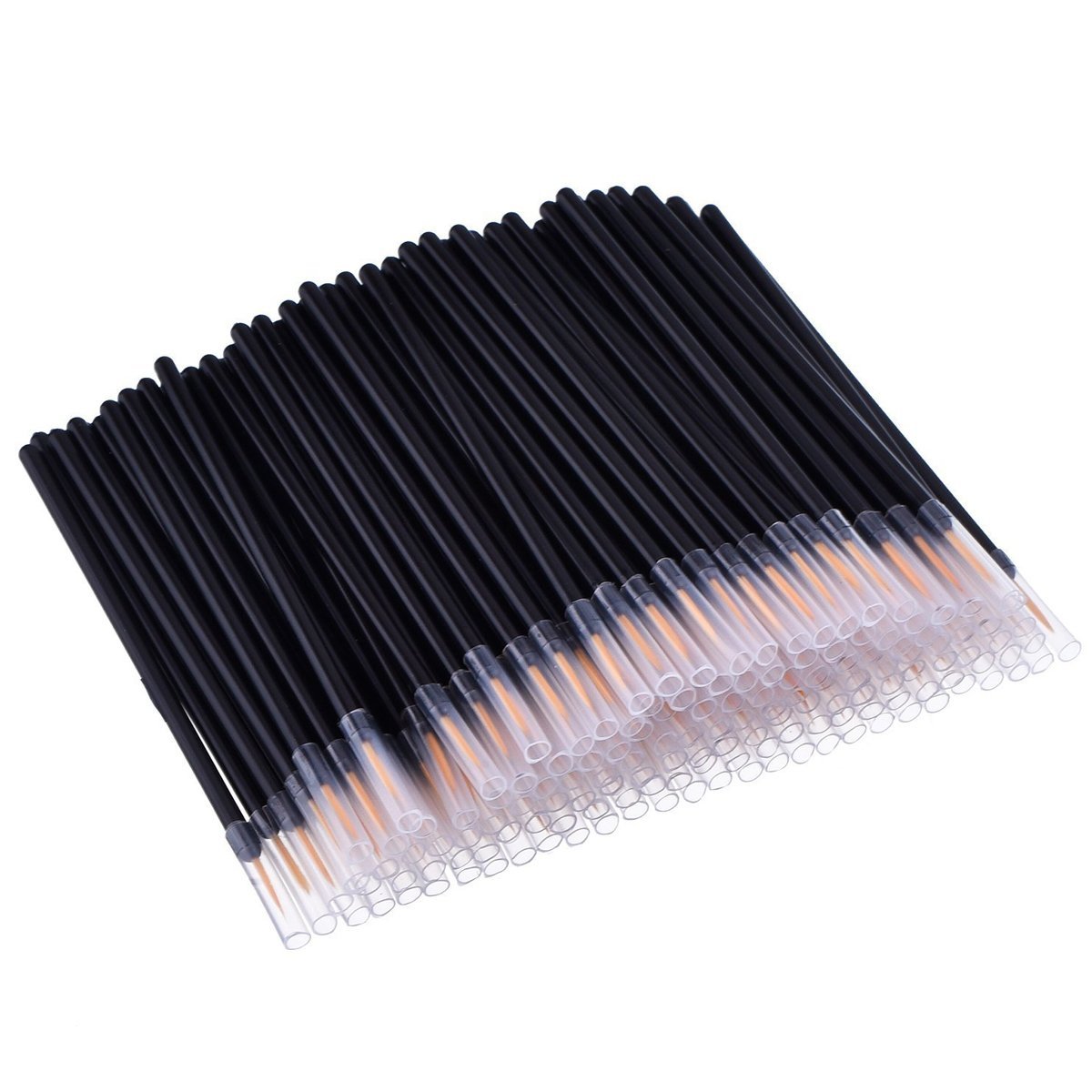 One Hundred Pack Disposable Eyeliner Brushes - Ultra-Fine Point Applicators, Black Cosmetic Eye Wands For Precise Makeup Application Pi-Mart
