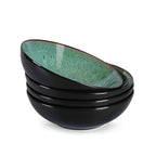Creative Western  Kiln Change Peacock Green Bowl 30oz Bowl Set Of 4 For Cereal, Salad, Pasta, Soup, Dessert, Serving Dishwasher, Microwave And Oven Pi-Mart