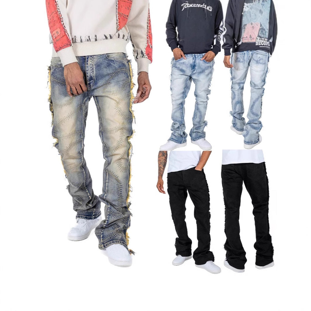 Men's Trousers Slightly Stretch Embroidered Jeans Lootquake LLC