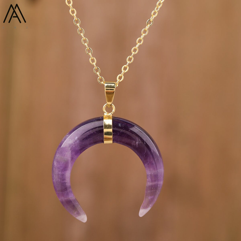 Moon Shape Amethyst Necklace Pi-Mart