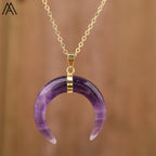 Moon Shape Amethyst Necklace Pi-Mart