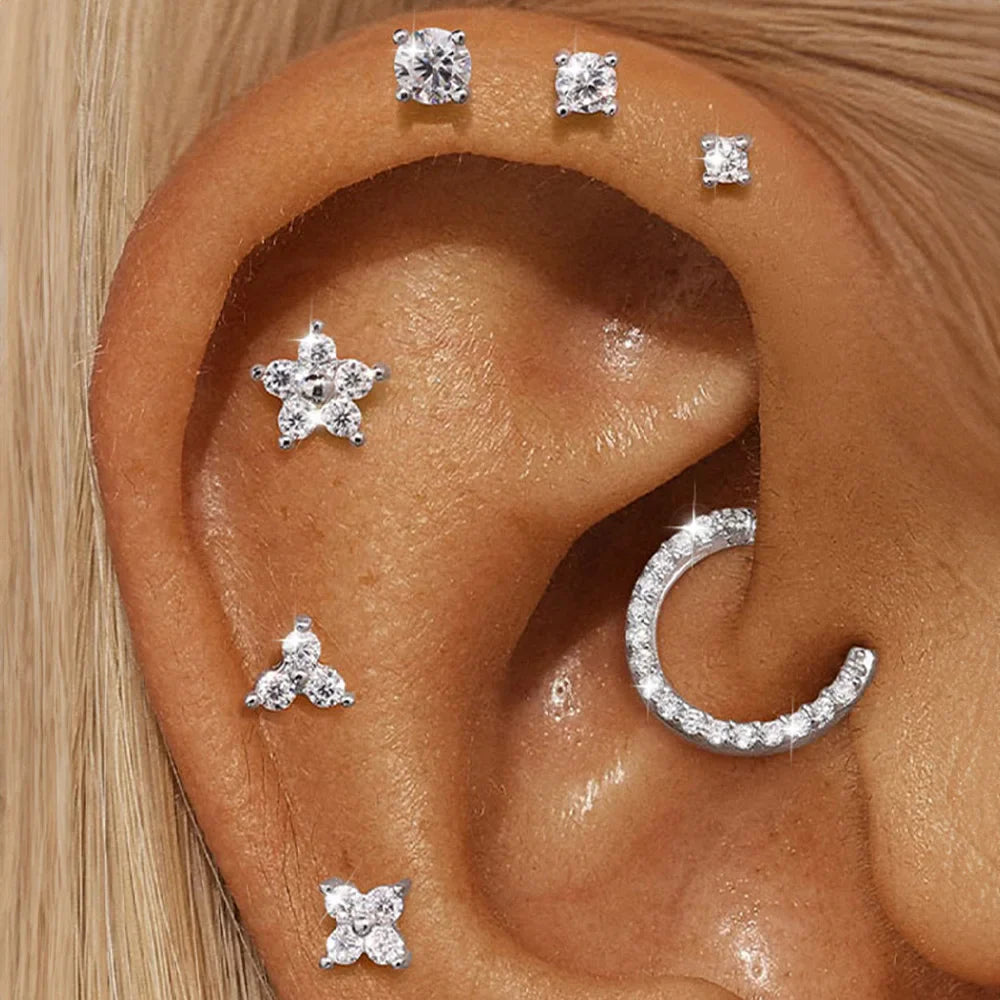 925 Sterling Silver Moissanite Stud Earrings Screw Back Four Claw Small Classic Fashion Jewelry BandsCo Straps